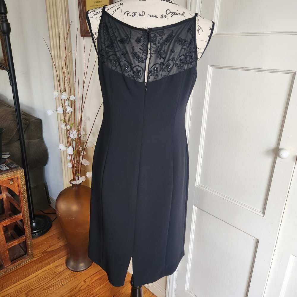 Jones New York Black Cocktail Dress with Embroidered Netting Sz 8 - Picture 5 of 8